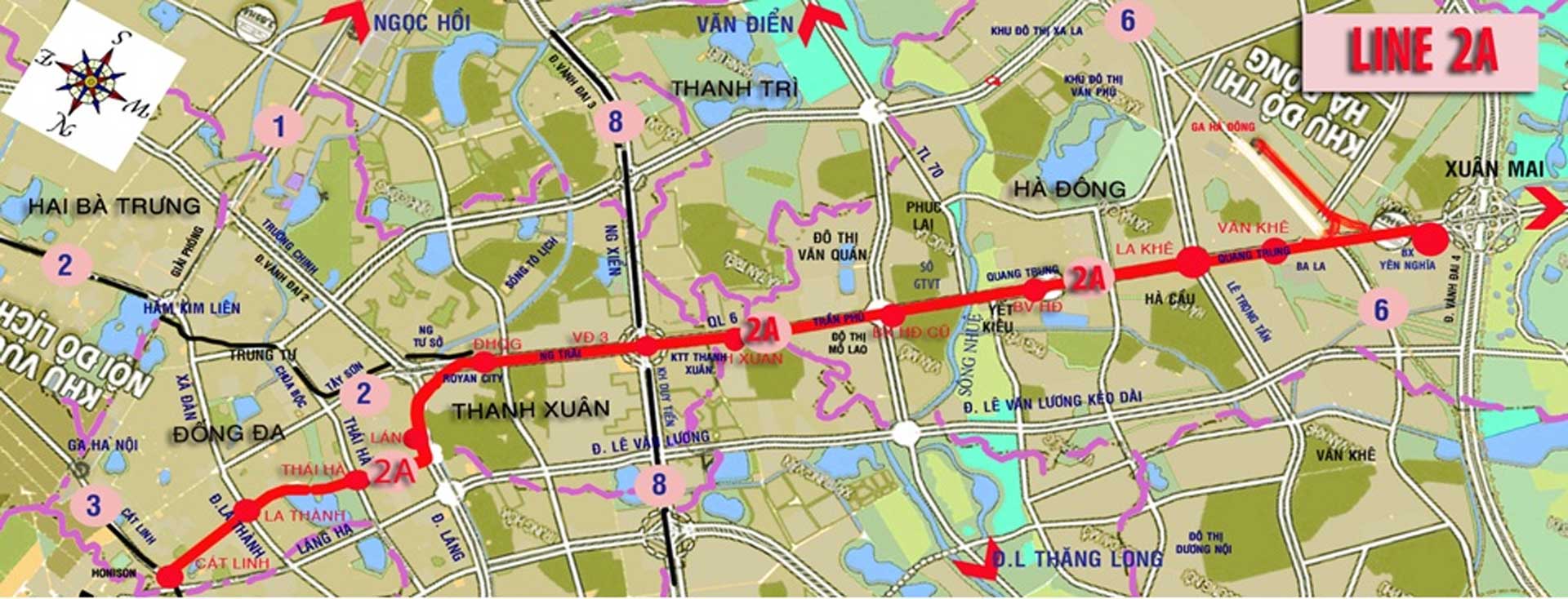 Quy hoạch tuyến metro 2A đi Cát Linh - Hà Đông